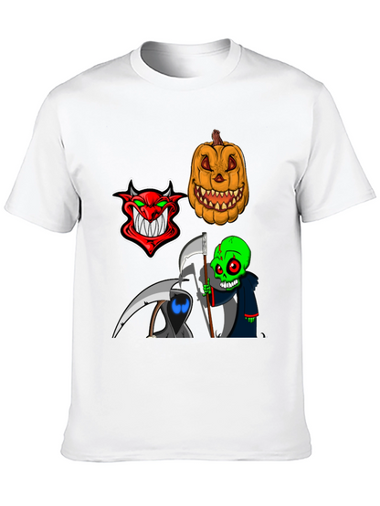 Halloween Themed Graphic Tee - Devil Pumpkin Reaper