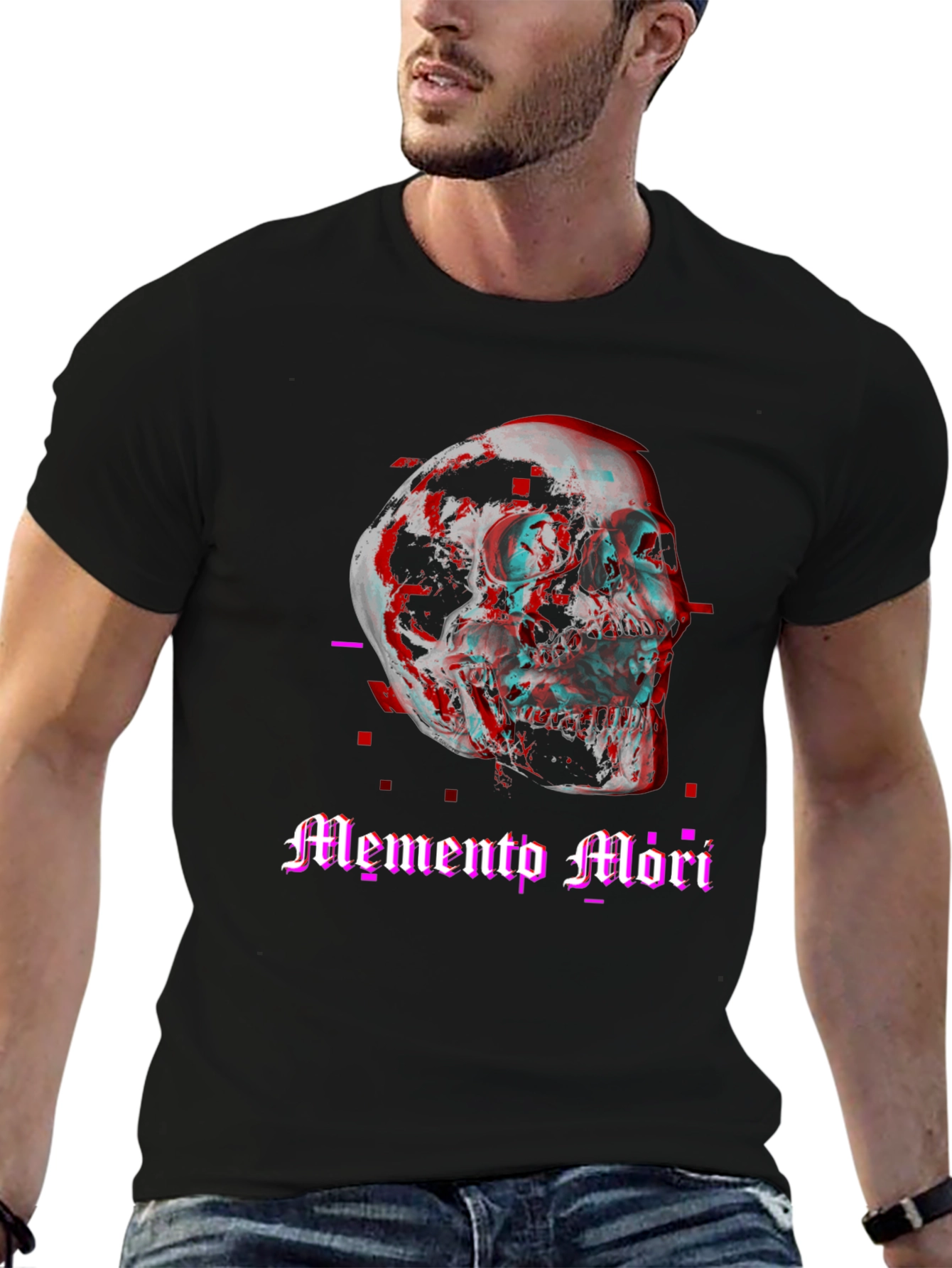 Memento Mori Skull Graphic Tee - Black