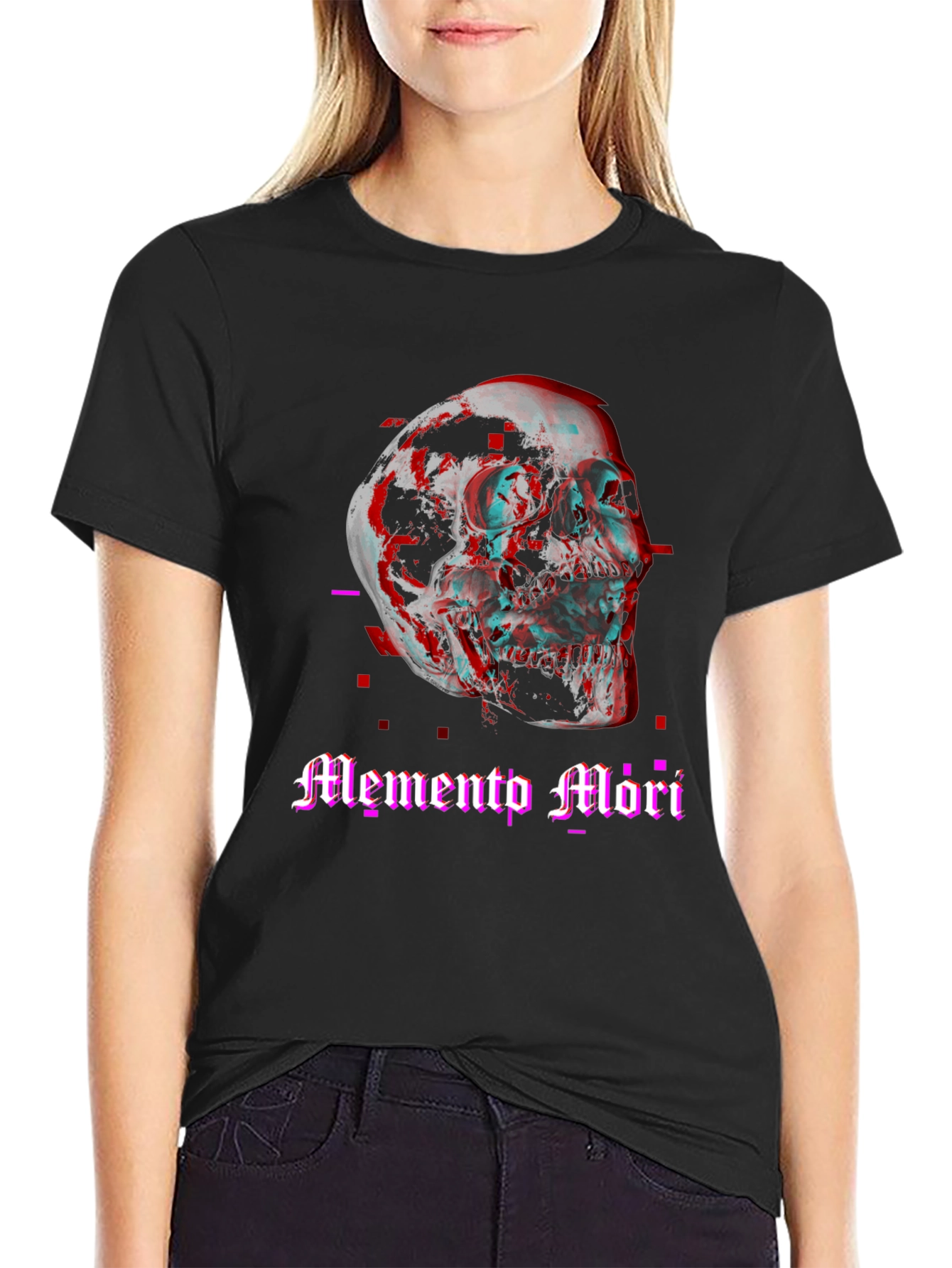 Memento Mori Skull Graphic Tee - Black