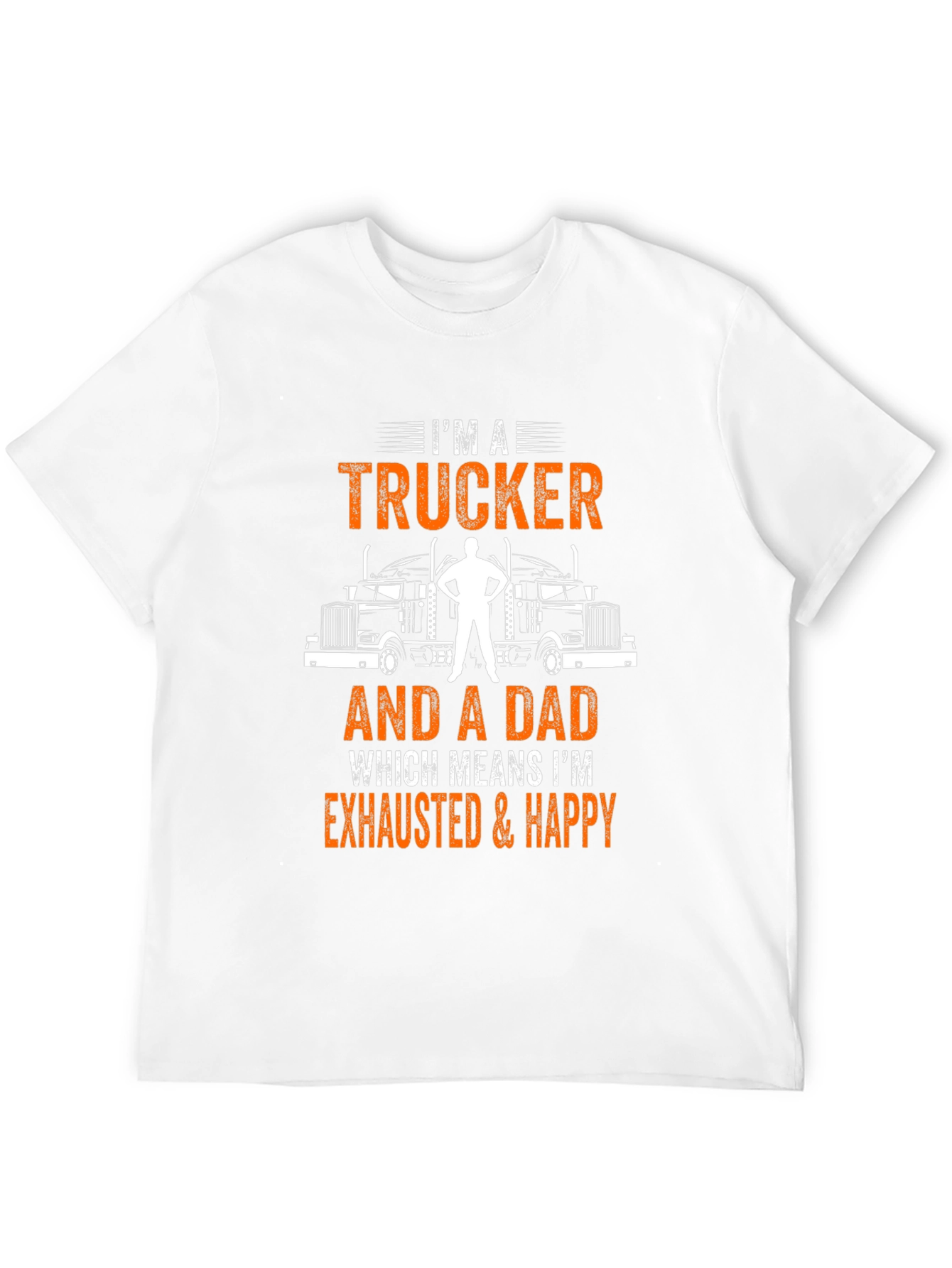 Trucker Dad Graphic T-Shirt - Exhausted & Happy