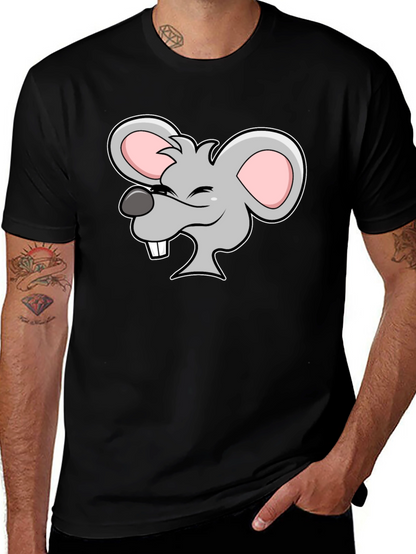 Cartoon Mouse Graphic Black T-Shirt