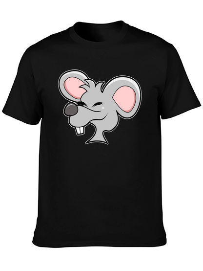 Cartoon Mouse Graphic Black T-Shirt