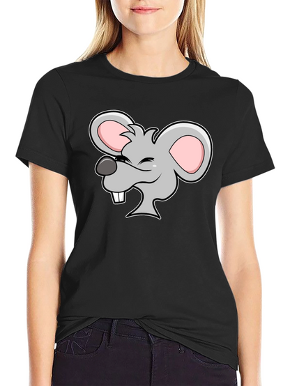 Cartoon Mouse Graphic Black T-Shirt