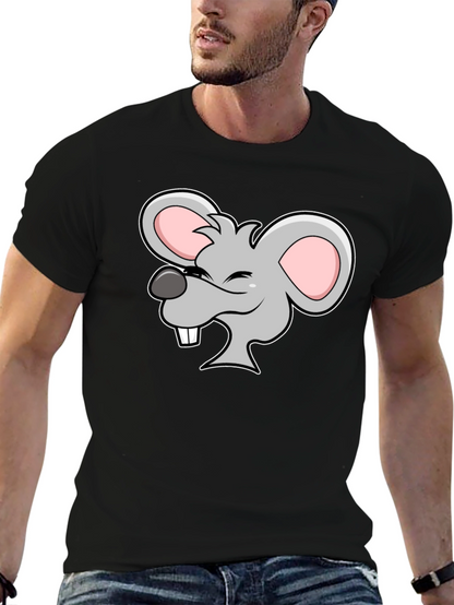Cartoon Mouse Graphic Black T-Shirt