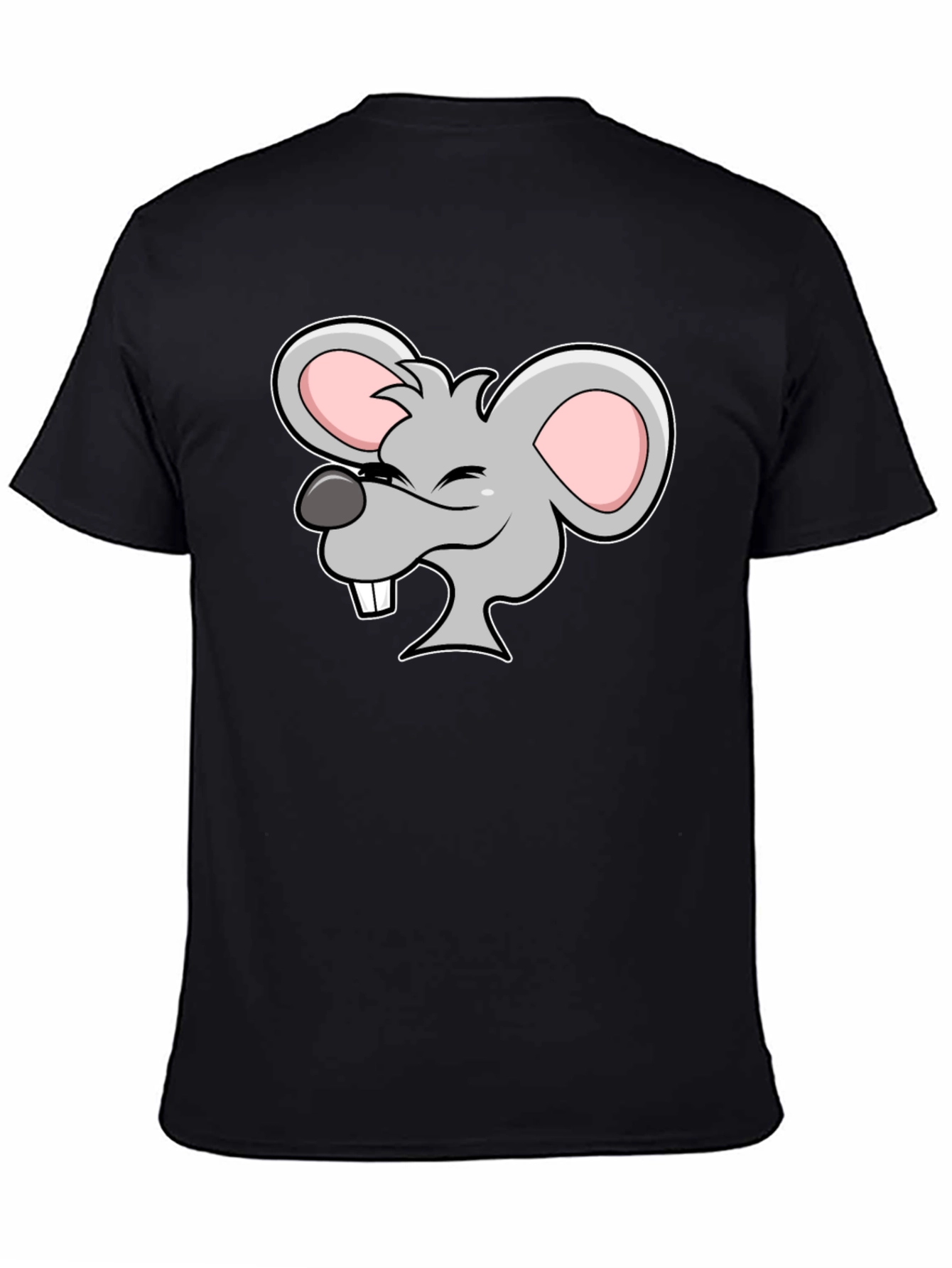 Cartoon Mouse Graphic Black T-Shirt