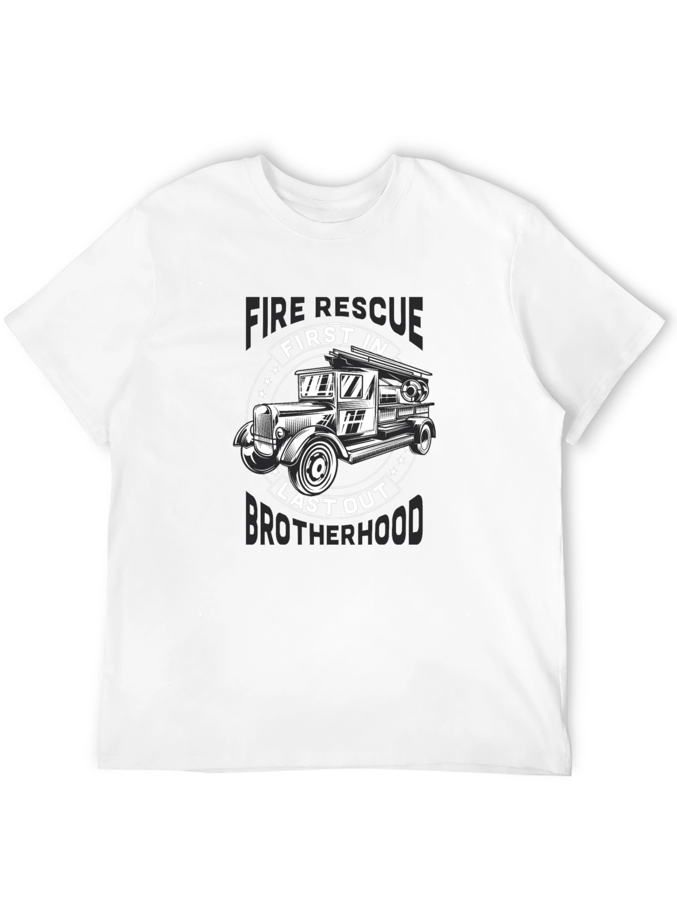 Fire Rescue First In Last Out Brotherhood Black T-Shirt