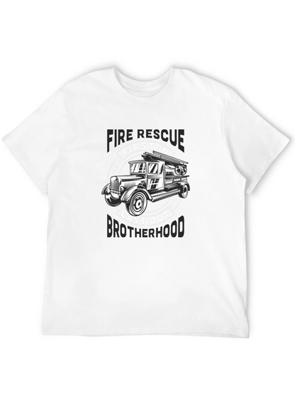 Fire Rescue First In Last Out Brotherhood Black T-Shirt