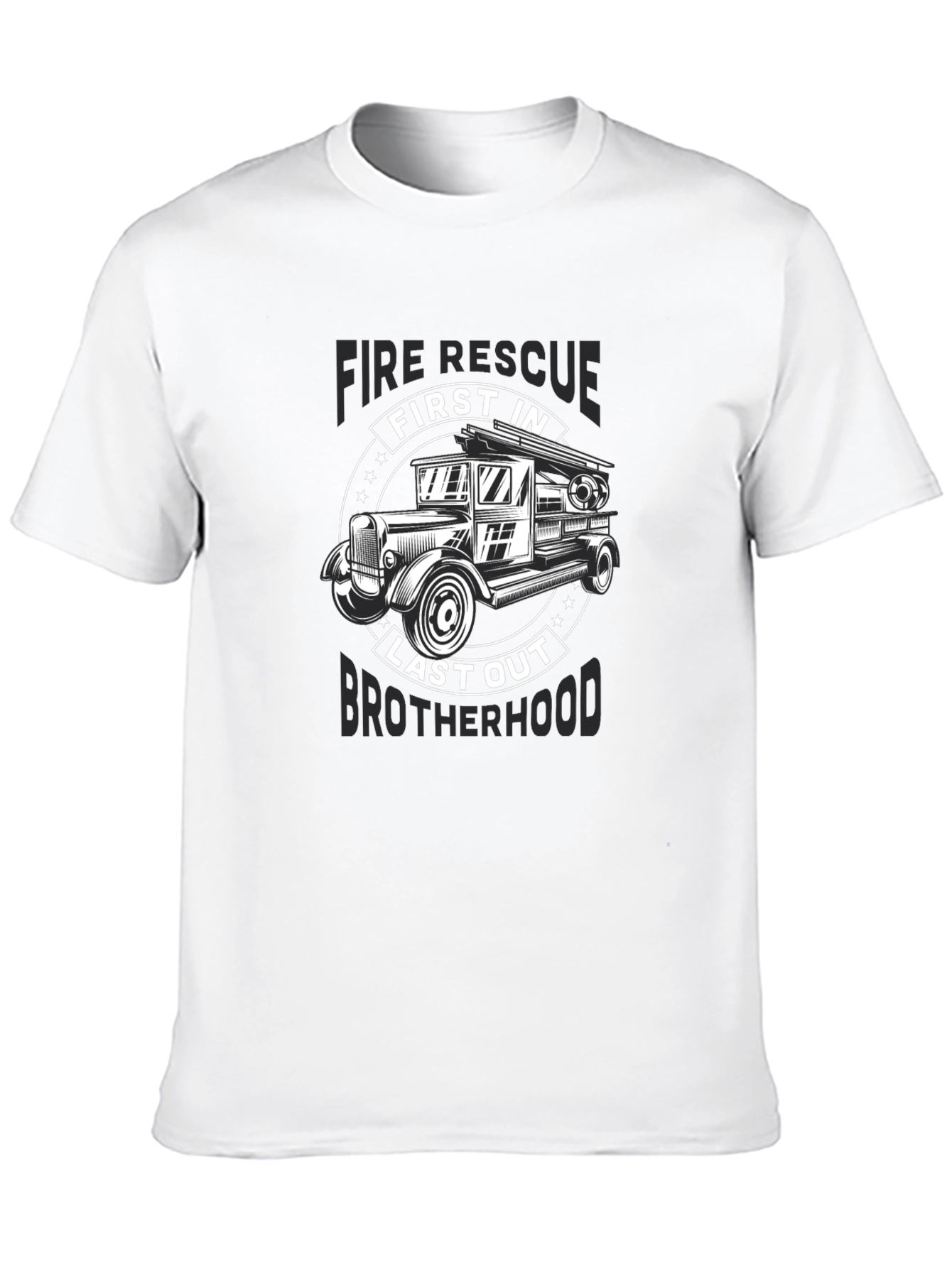 Fire Rescue First In Last Out Brotherhood Black T-Shirt