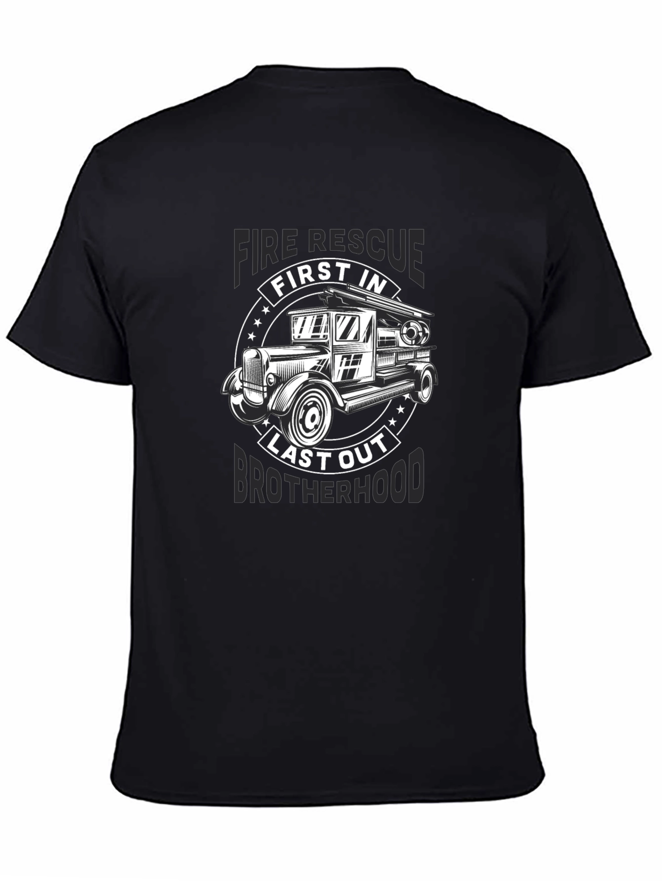 Fire Rescue First In Last Out Brotherhood Black T-Shirt