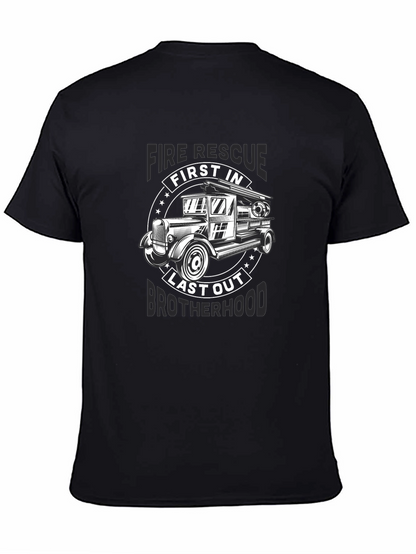 Fire Rescue First In Last Out Brotherhood Black T-Shirt