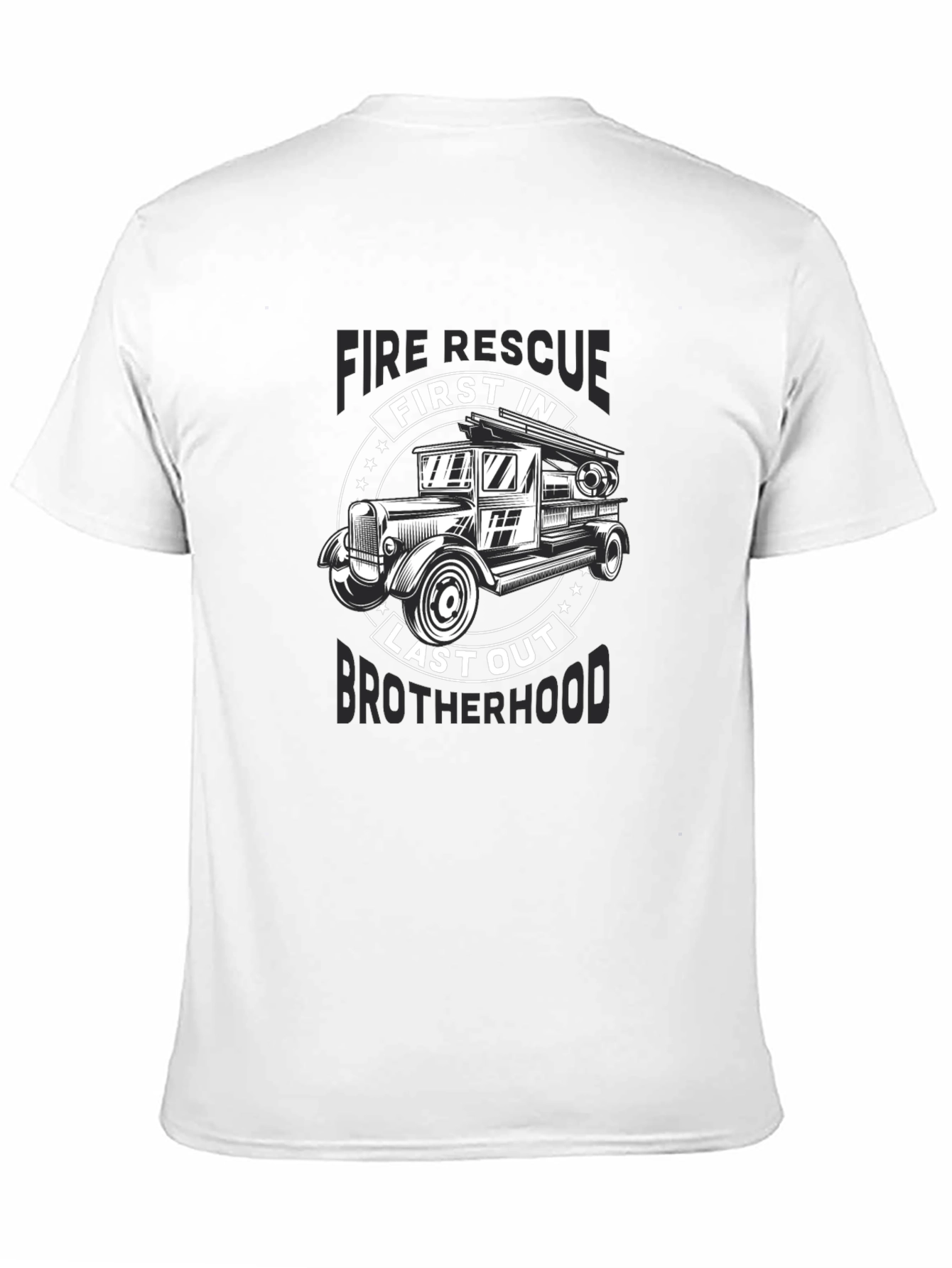 Fire Rescue First In Last Out Brotherhood Black T-Shirt