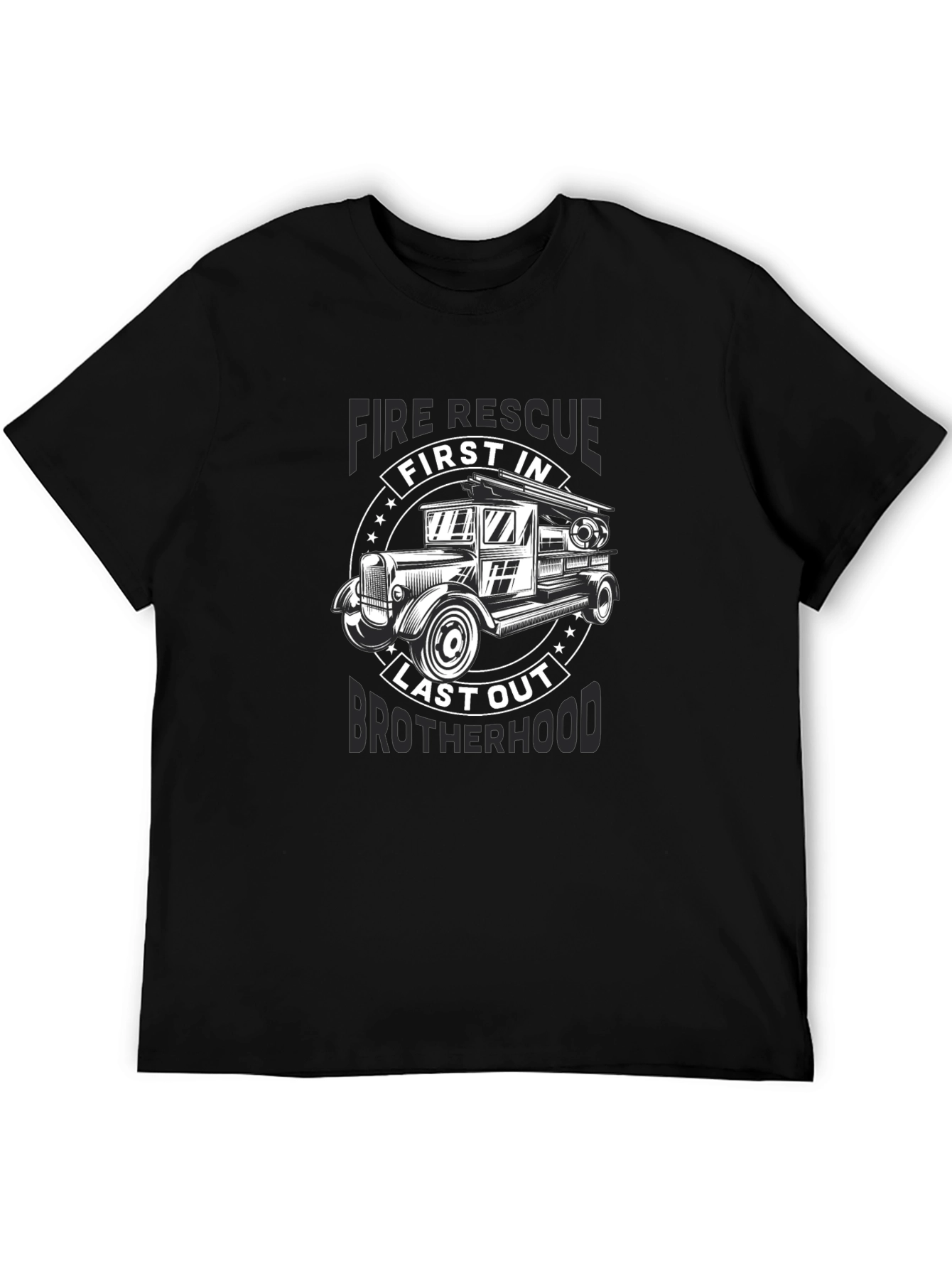 Fire Rescue First In Last Out Brotherhood Black T-Shirt