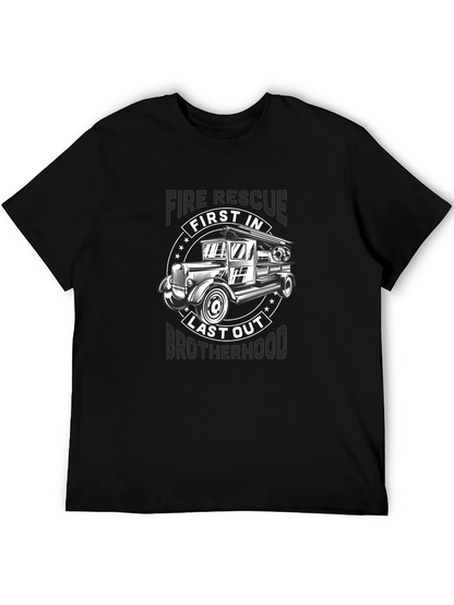 Fire Rescue First In Last Out Brotherhood Black T-Shirt