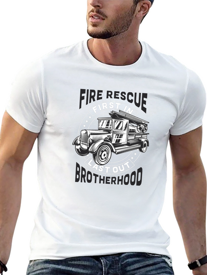 Fire Rescue First In Last Out Brotherhood Black T-Shirt
