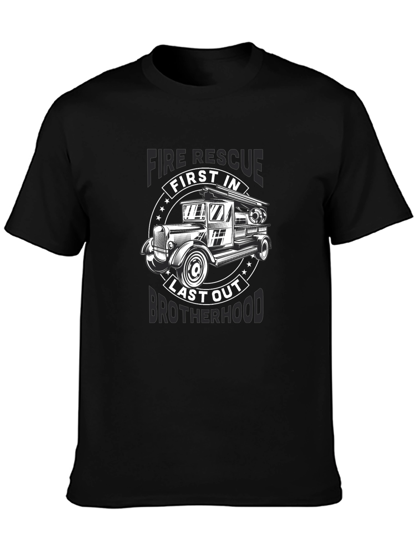 Fire Rescue First In Last Out Brotherhood Black T-Shirt