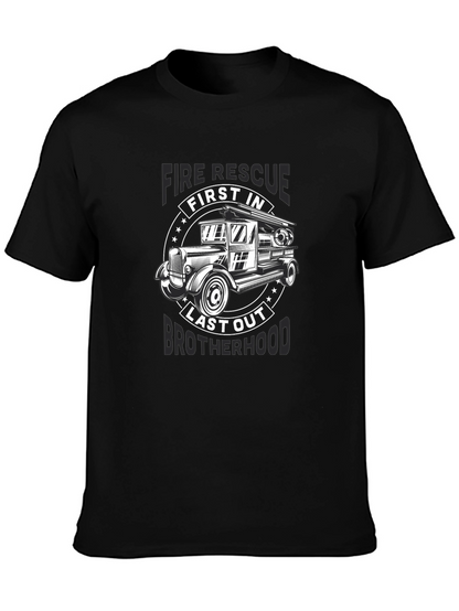 Fire Rescue First In Last Out Brotherhood Black T-Shirt