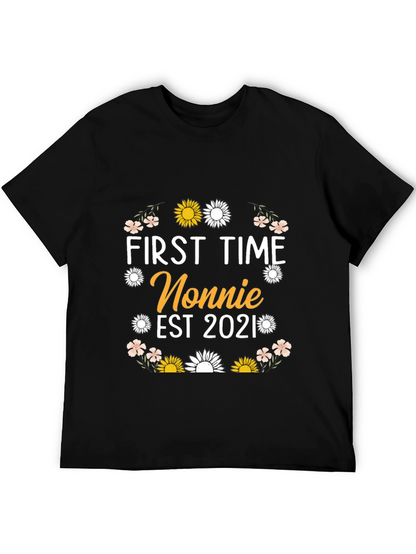 First Time Nonnie Est 2021 Floral T-Shirt