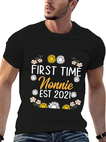 First Time Nonnie Est 2021 Floral T-Shirt