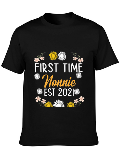 First Time Nonnie Est 2021 Floral T-Shirt