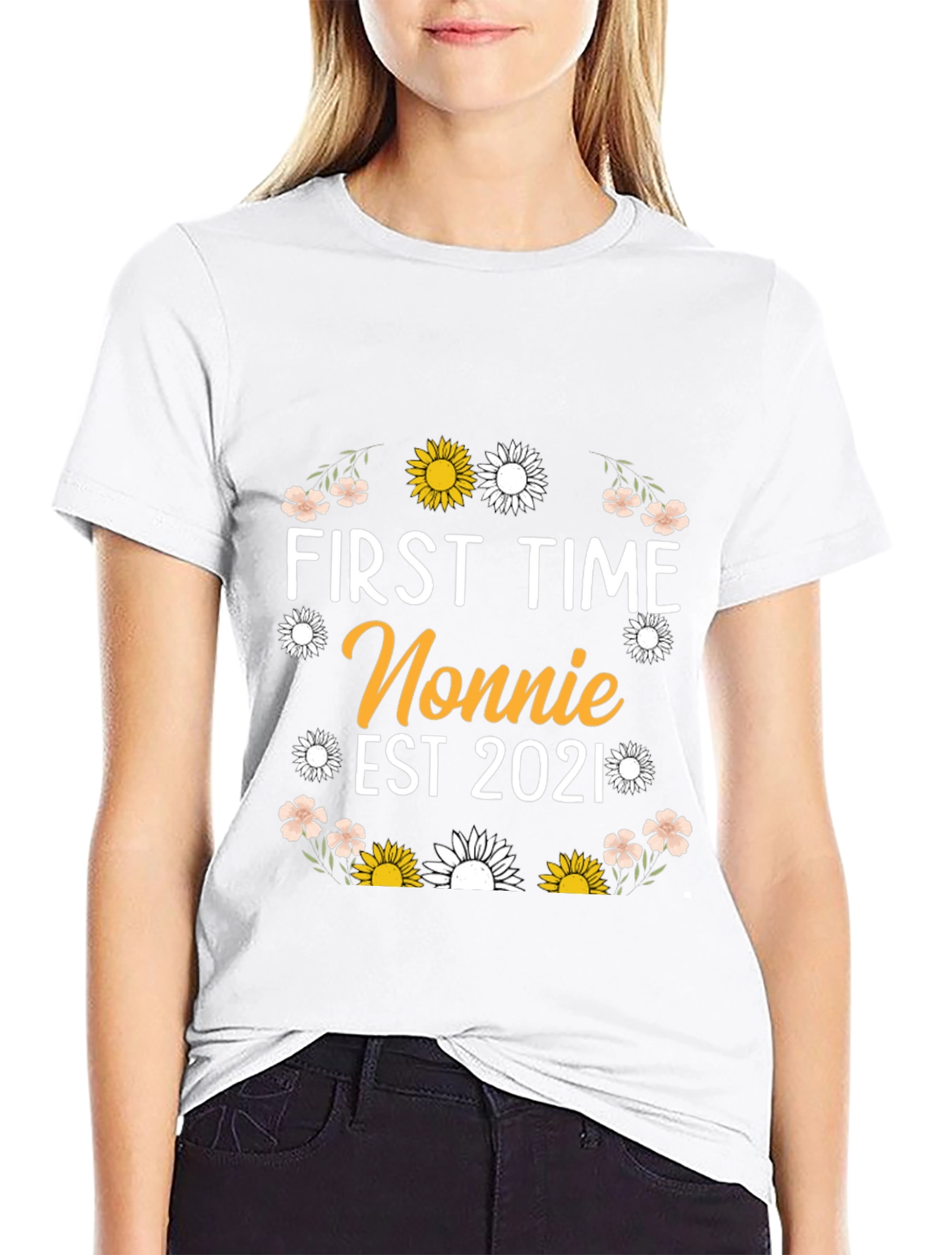 First Time Nonnie Est 2021 Floral T-Shirt