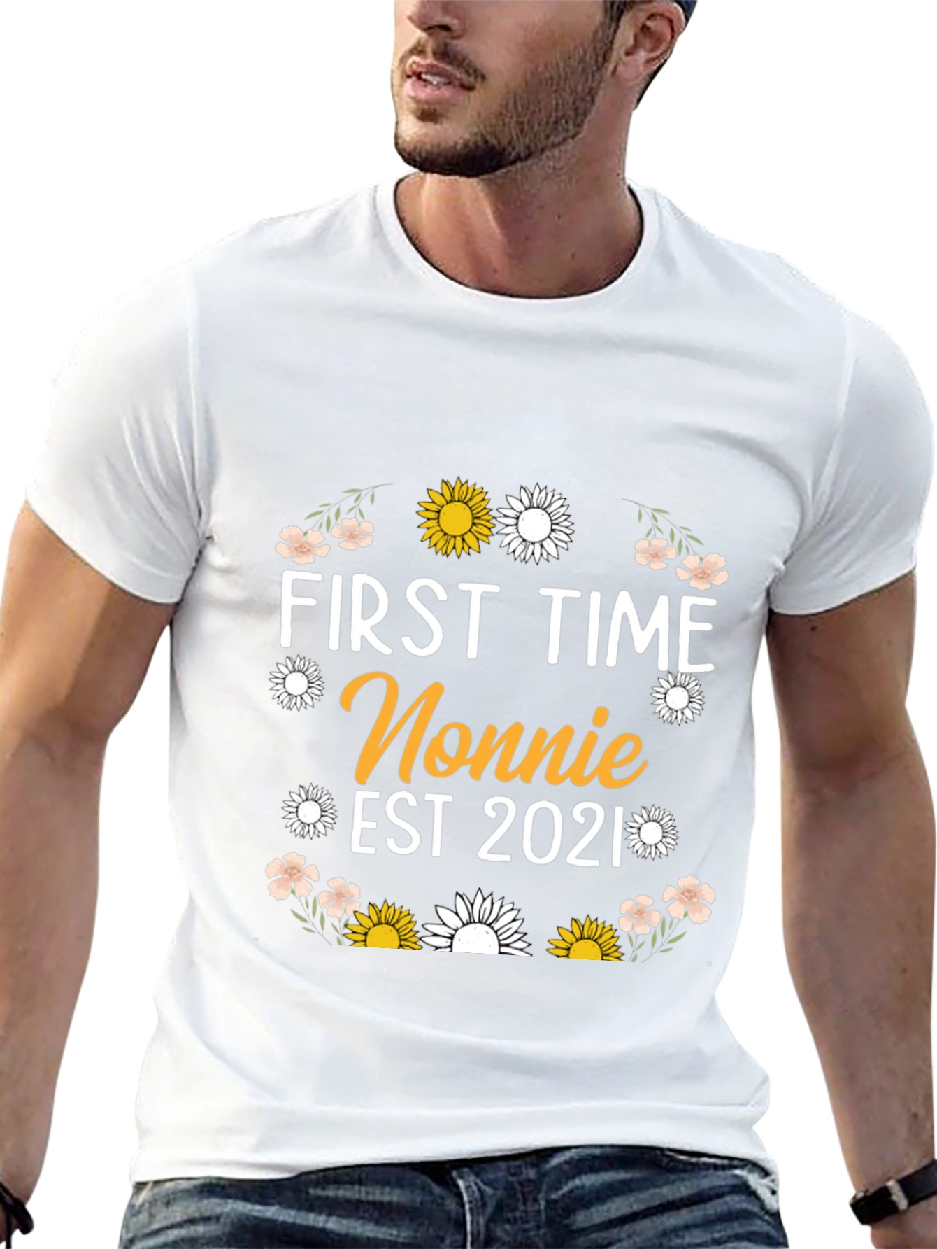 First Time Nonnie Est 2021 Floral T-Shirt