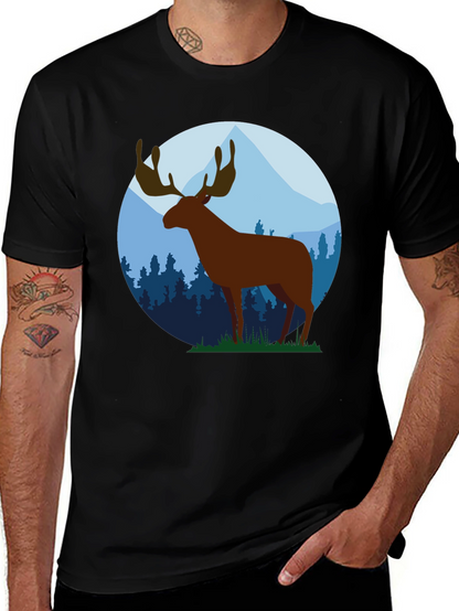 Moose Graphic Tee - Black Cotton Blend
