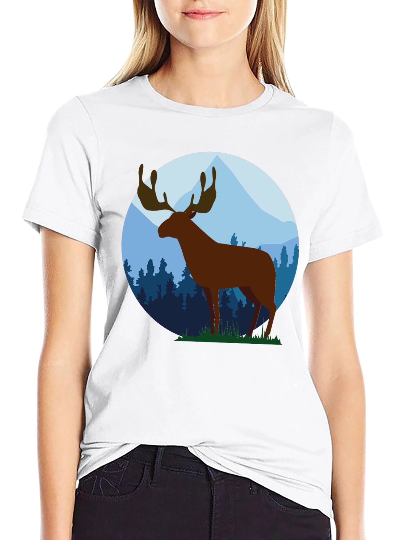 Moose Graphic Tee - Black Cotton Blend