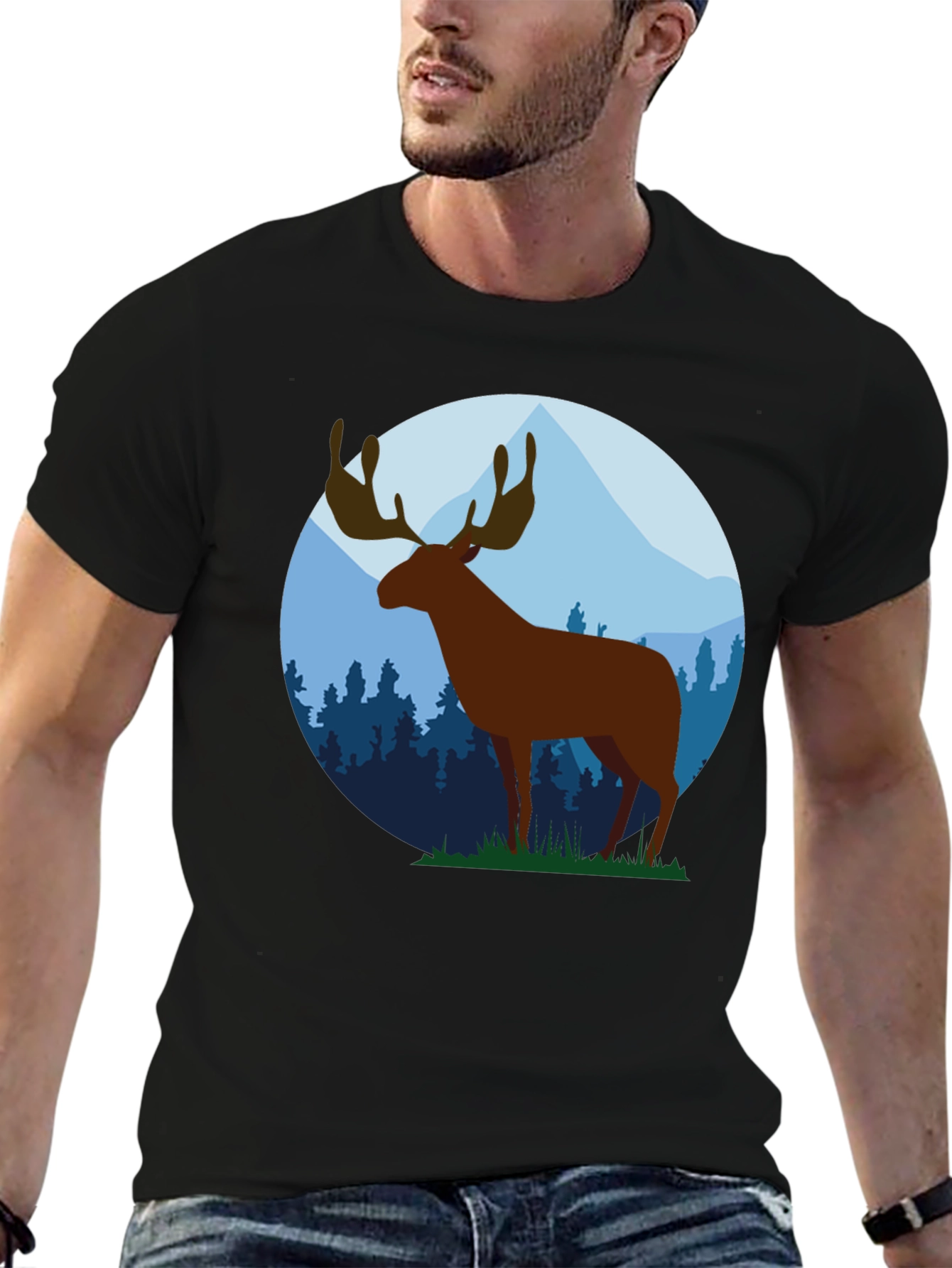 Moose Graphic Tee - Black Cotton Blend