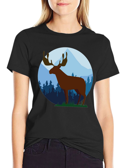 Moose Graphic Tee - Black Cotton Blend