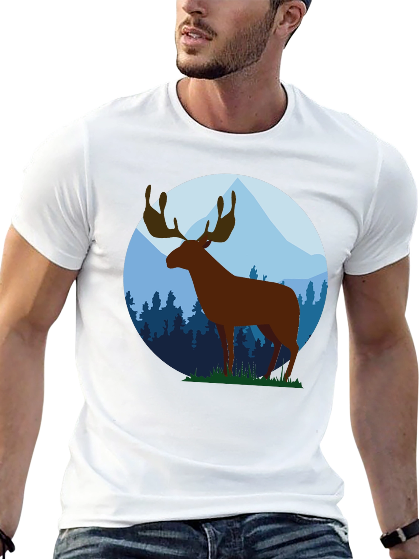 Moose Graphic Tee - Black Cotton Blend