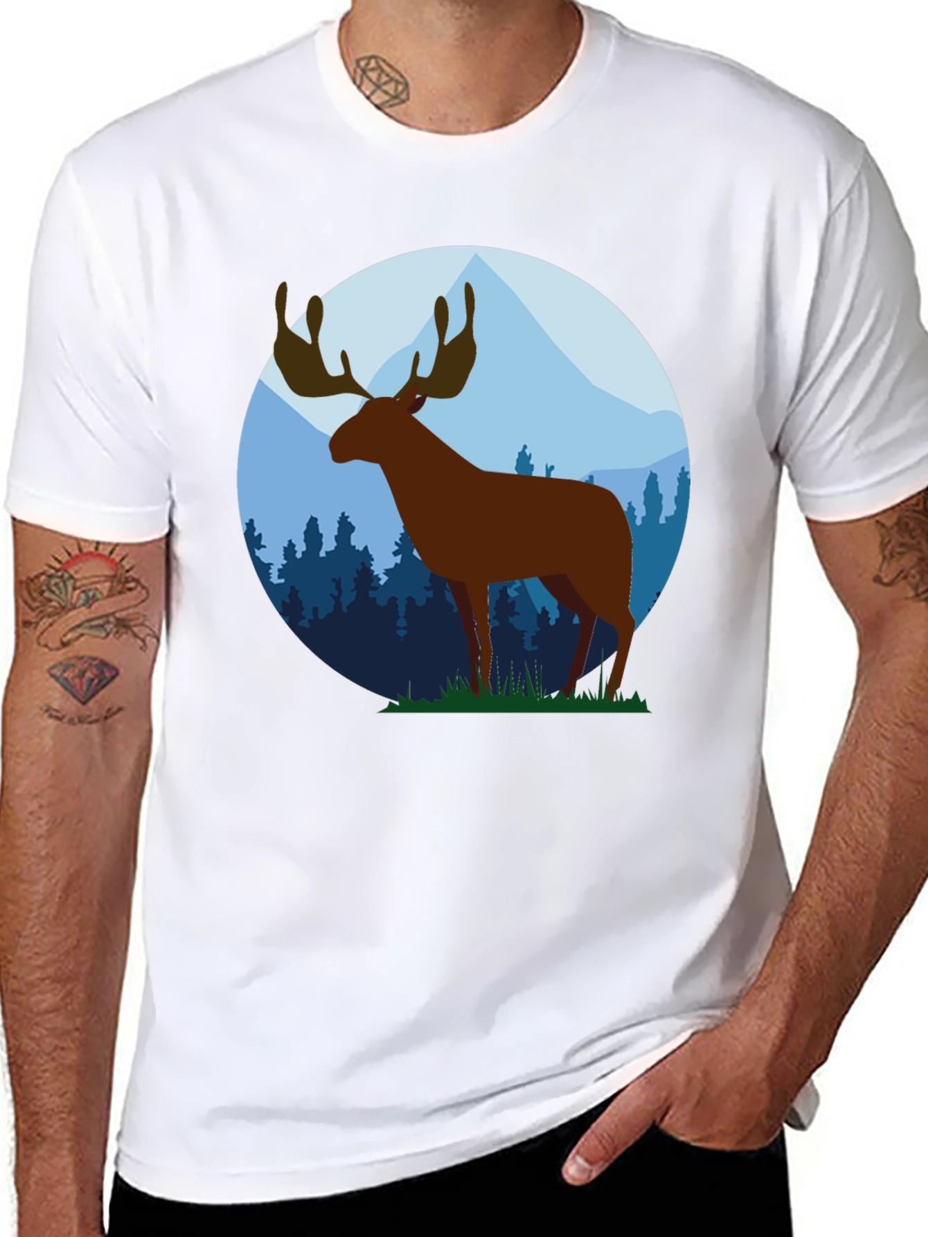 Moose Graphic Tee - Black Cotton Blend