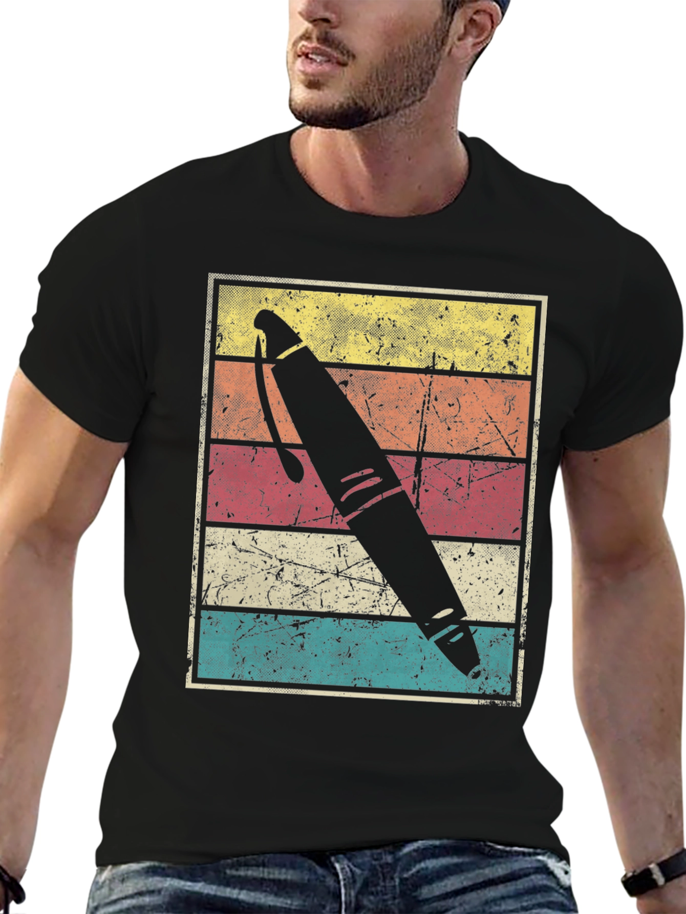 Retro Pen Graphic Tee - Black Unisex T-Shirt