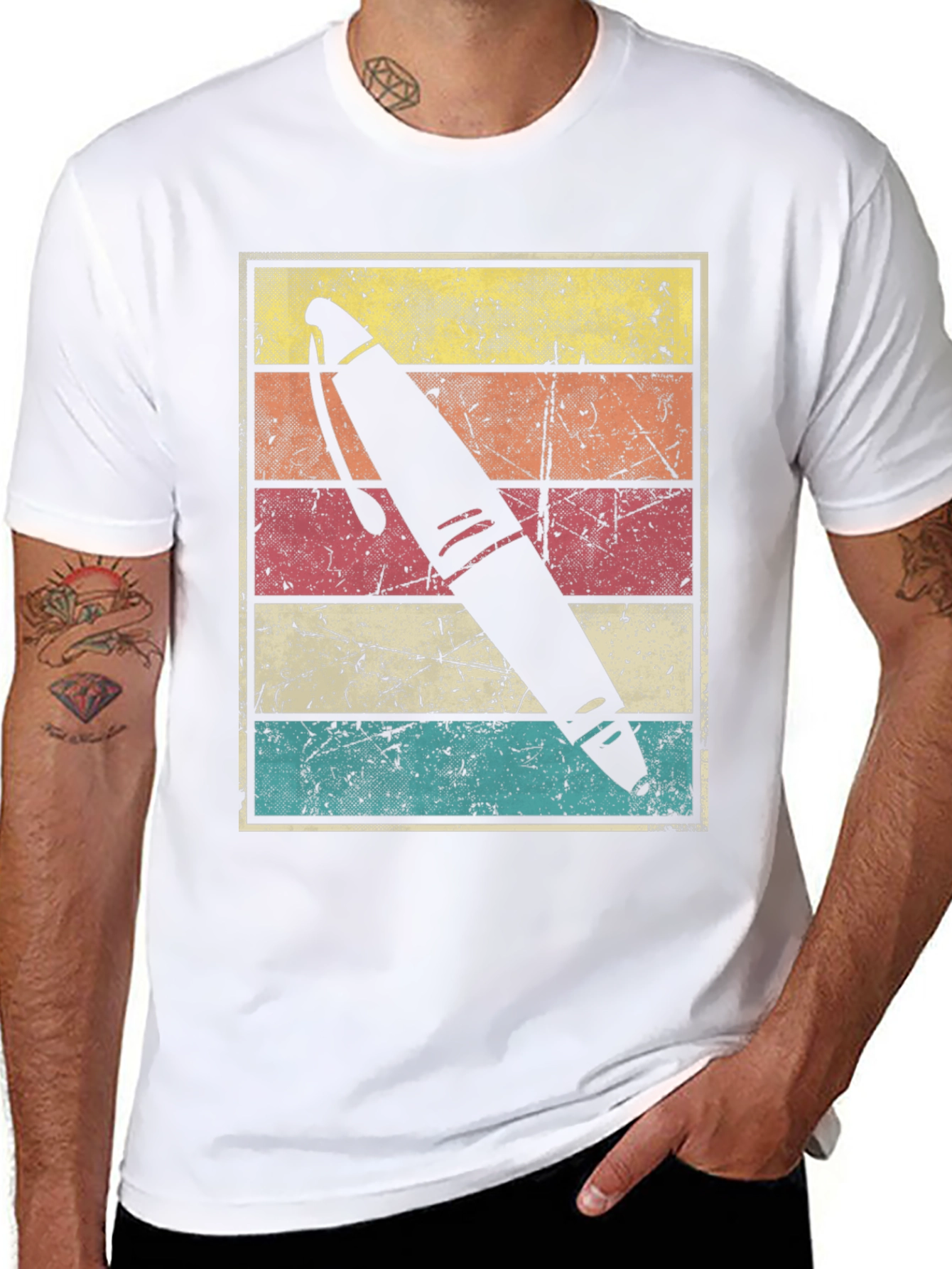 Retro Pen Graphic Tee - Black Unisex T-Shirt