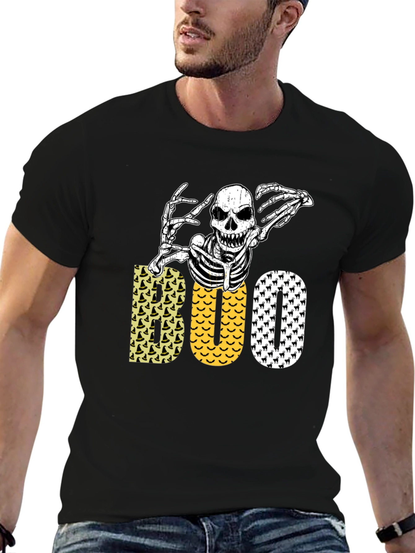 Halloween Skeleton Boo Graphic Tee