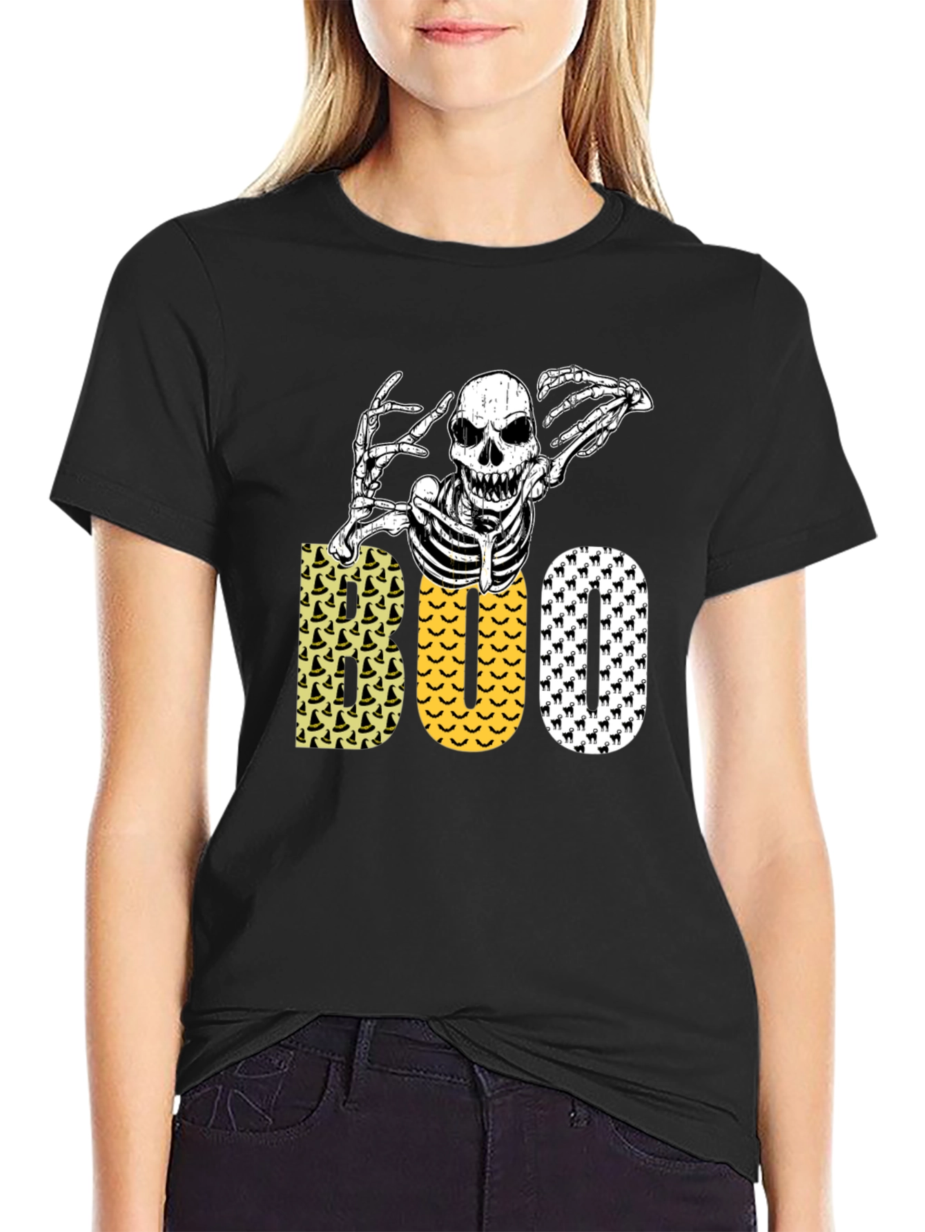 Halloween Skeleton Boo Graphic Tee