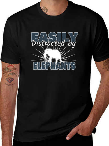 Easily Distracted By Elephants Black T-Shirt