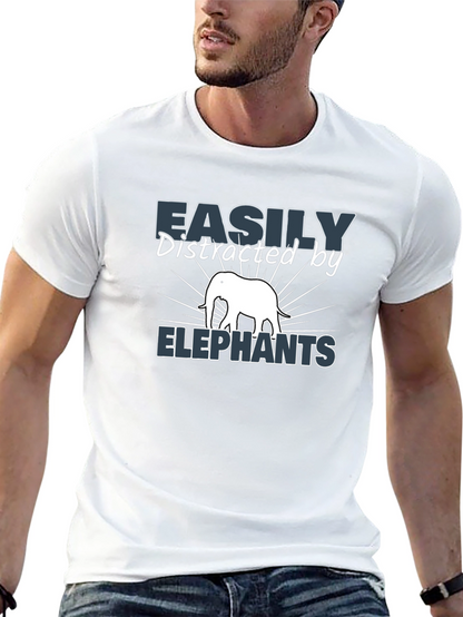Easily Distracted By Elephants Black T-Shirt