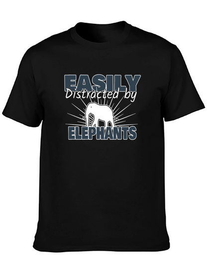 Easily Distracted By Elephants Black T-Shirt
