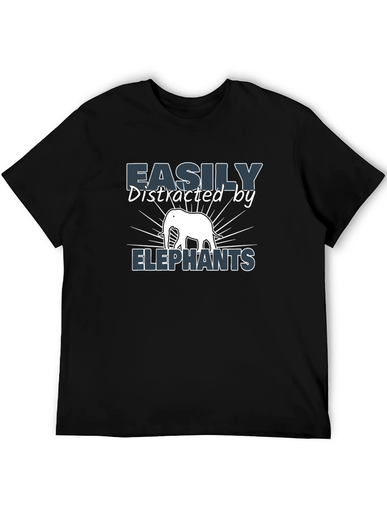 Easily Distracted By Elephants Black T-Shirt