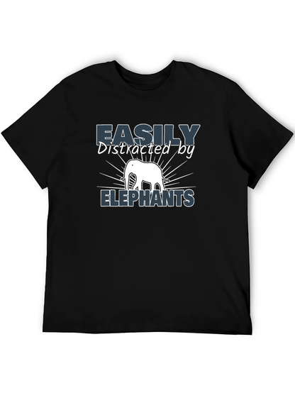 Easily Distracted By Elephants Black T-Shirt