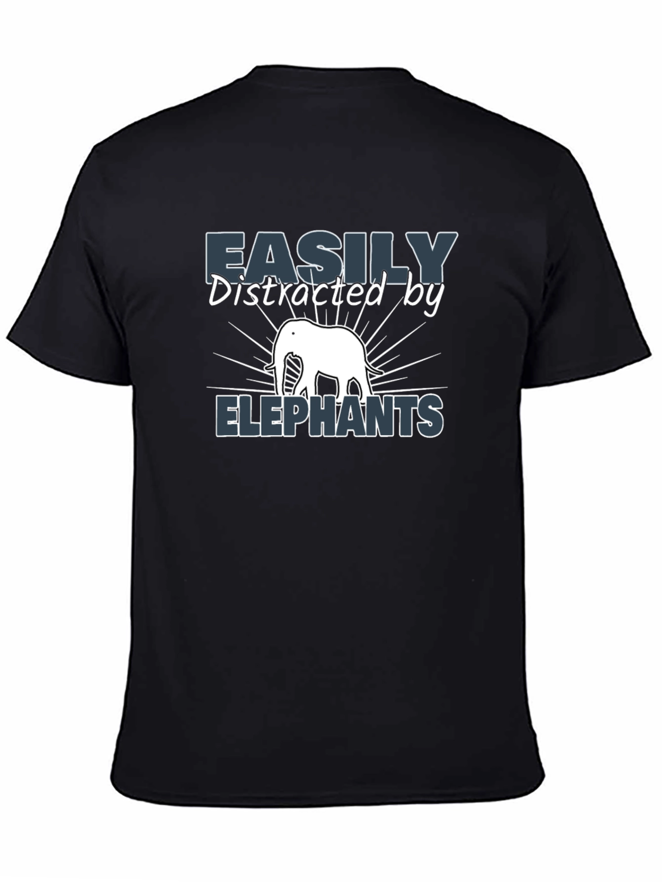 Easily Distracted By Elephants Black T-Shirt