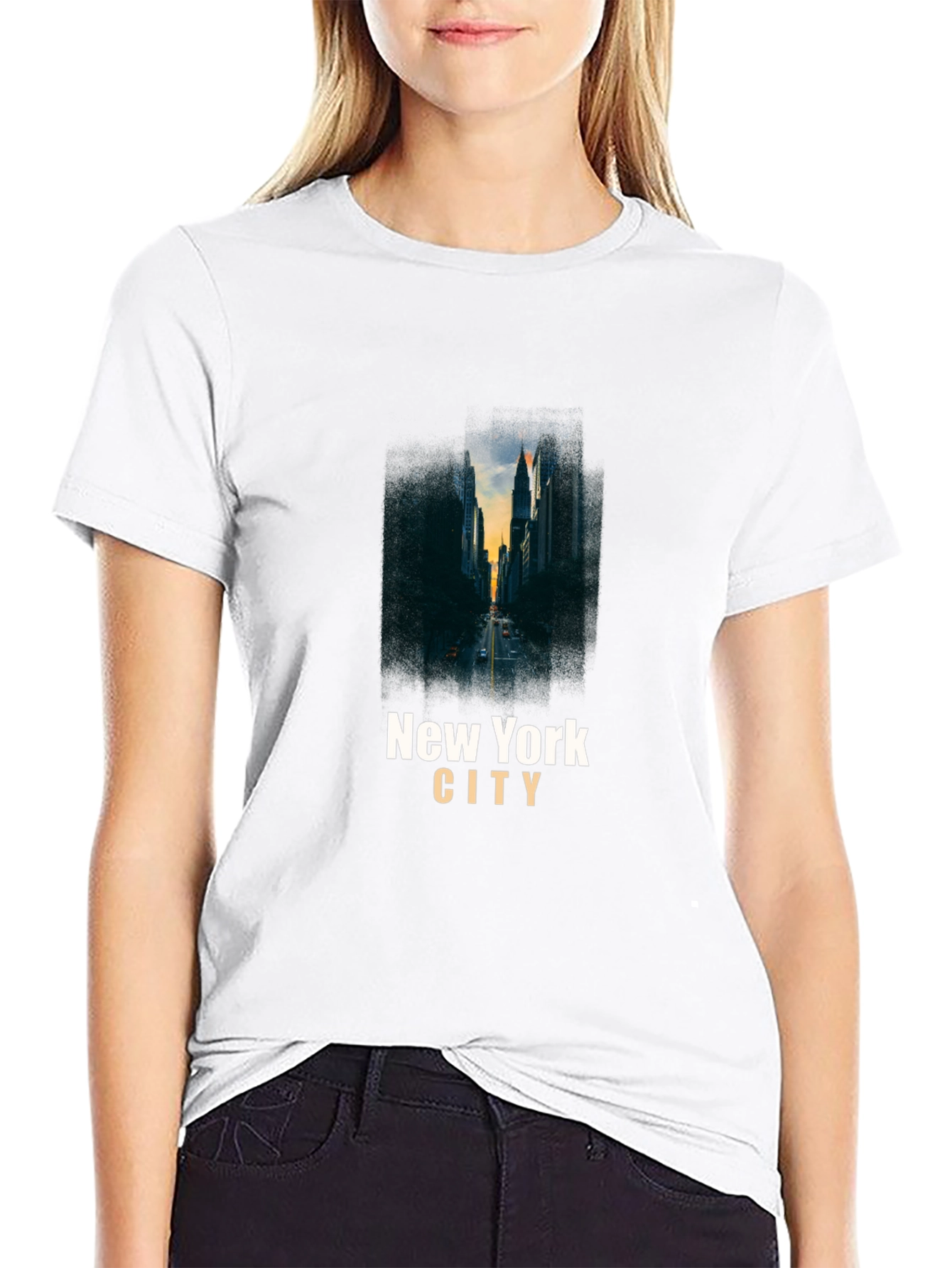 New York City Skyline Graphic Tee - Black