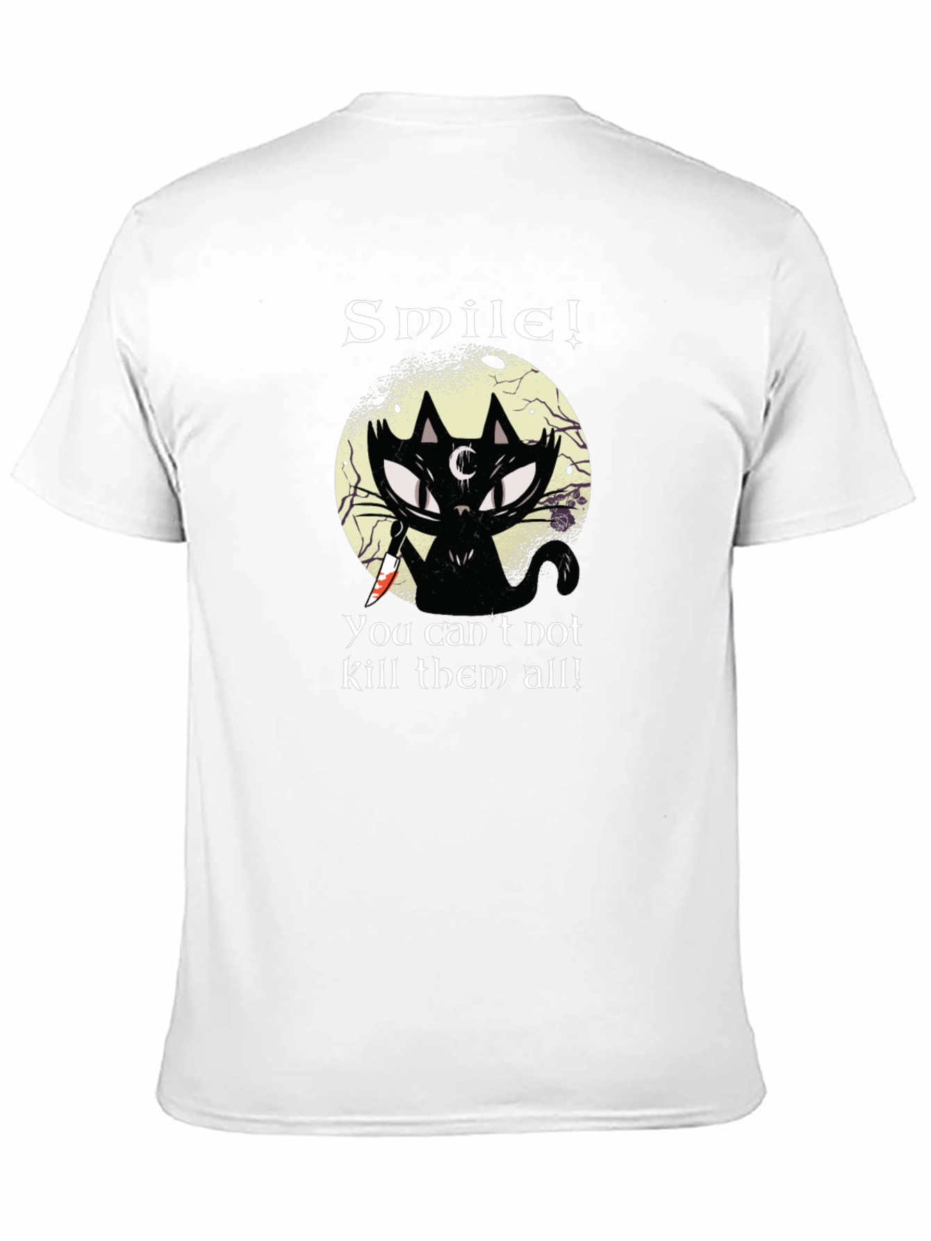 Smile! Black Cat Graphic T-Shirt - Unique Gothic Design