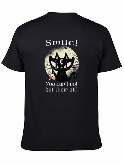 Smile! Black Cat Graphic T-Shirt - Unique Gothic Design