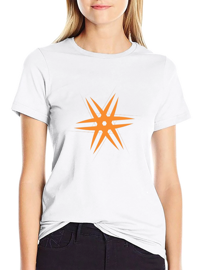 Modern Black T-Shirt with Orange Star Design
