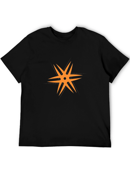 Modern Black T-Shirt with Orange Star Design