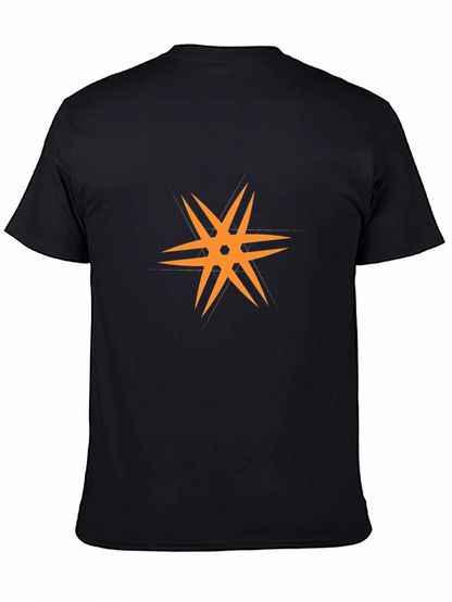 Modern Black T-Shirt with Orange Star Design