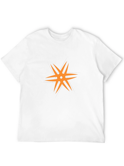 Modern Black T-Shirt with Orange Star Design
