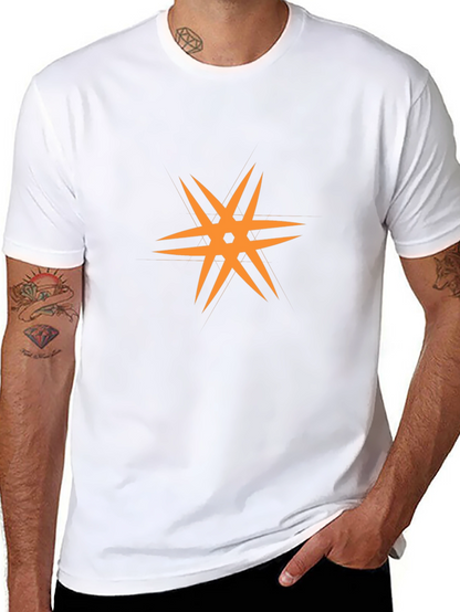 Modern Black T-Shirt with Orange Star Design