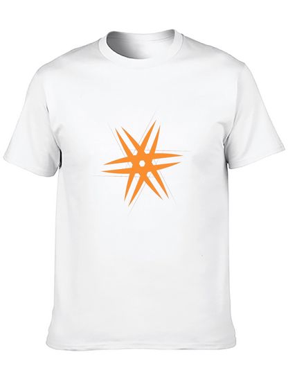 Modern Black T-Shirt with Orange Star Design